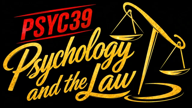 Psychology and the Law: stylized black, gold, and red course artwork